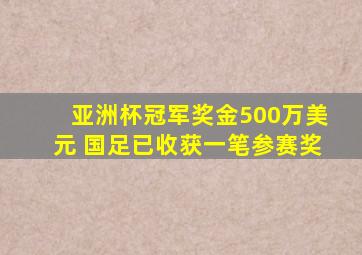 亚洲杯冠军奖金500万美元 国足已收获一笔参赛奖